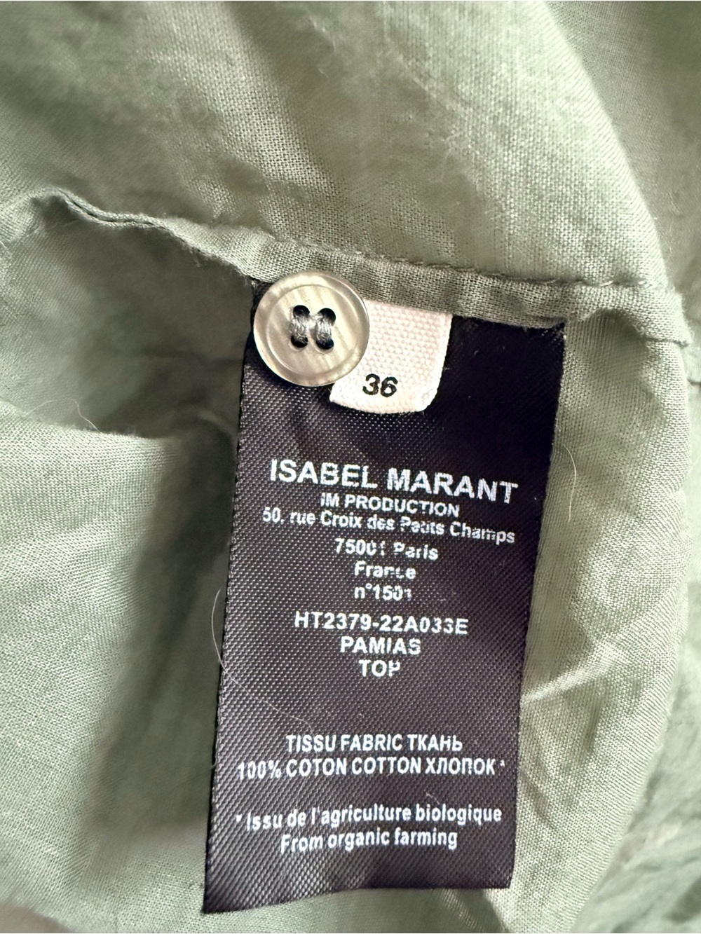 Isabel Marant Pamias Ruffled Cotton Blouse In Verdigris - Size 36 - Picture 4 of 5
